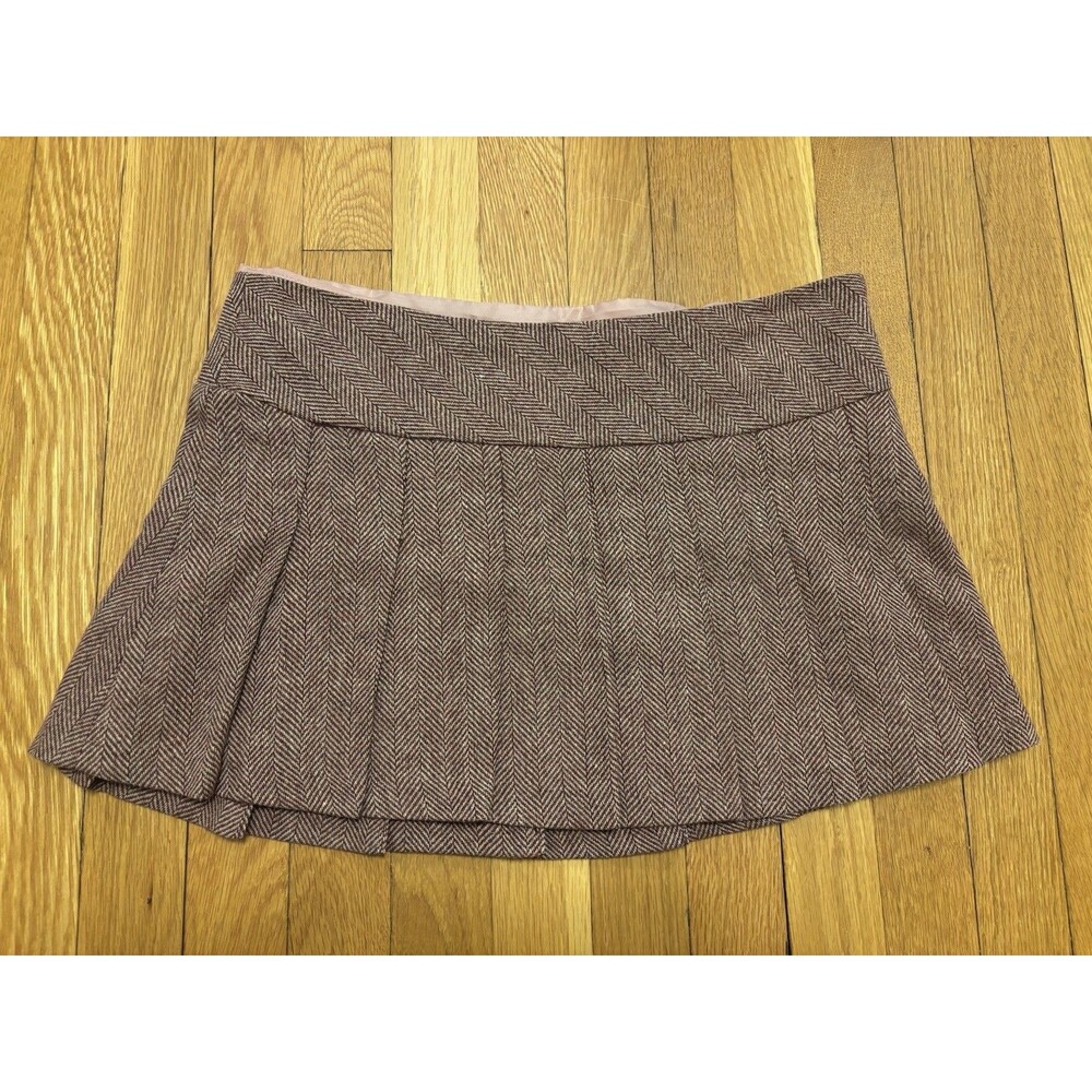 Vintage Y2K Forever 21 Wool Blend Herringbone Pleated Micro Mini Skirt M